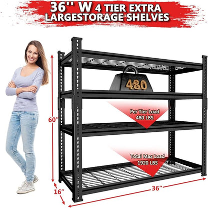 Storage Shelves 3PCS, Garage Shelving Heavy Duty 1920LBS Capacity, 4 Tier - Image 3