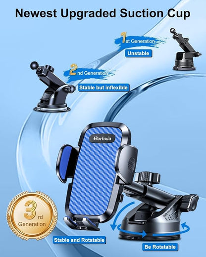 Blue 3-in-1 Phone Mount for Car Vent Dashboard Windshield Cell Phone Holder Car - Image 2