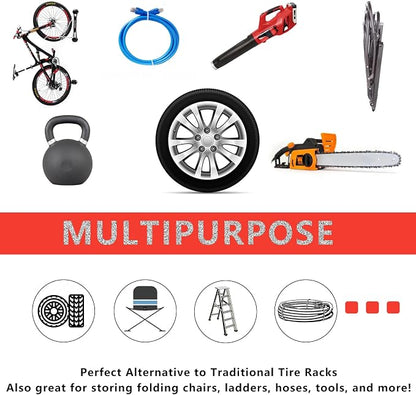 4 Pcs Wall Mount Garage Tires Hooks, 10 Inch Heavy Duty Steel Garage Storage - Image 5