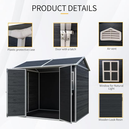 8x6 FT Outdoor Storage Shed, Resin Garden Shed - Image 3