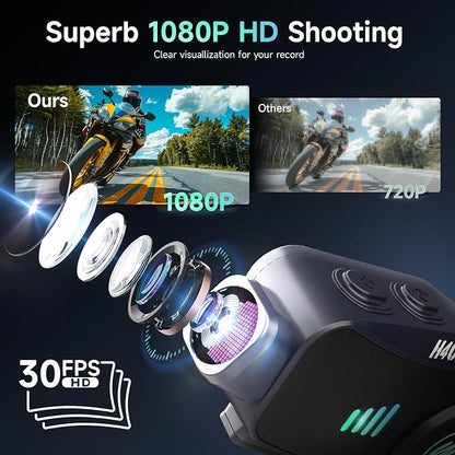 Motorcycle Helmet Headset with Camera, Moman H4C with 【1080P Camera】120° Wide - Image 2
