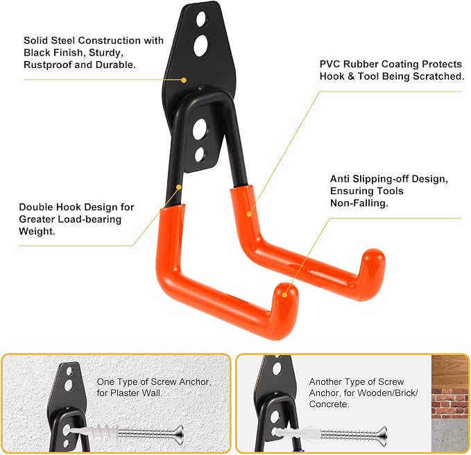 Garage Hook Heavy Duty Wall Storage Hangers, 16 Pack Garage Storage Hooks Steel - Image 4