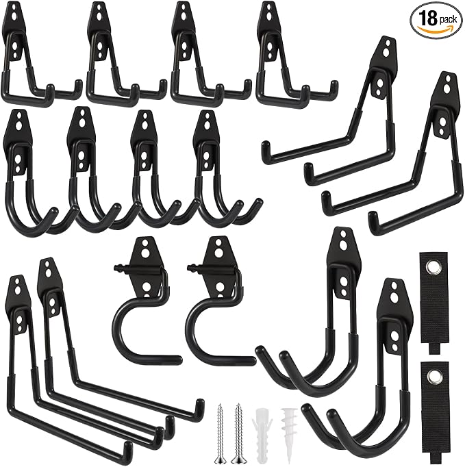 Garage Hook Heavy Duty Wall Storage Hangers, 18 Pack Garage Storage Hooks Steel by Unknown