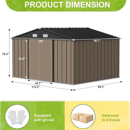 JUMMICO 8 x 10 FT Outdoor Storage Shed, Large Metal Garden Shed & Tool Sheds - Image 6