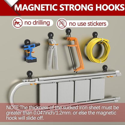 3-H Heavy Duty Magnet Garage Hooks 4 Pack, Extra Large Strong Magnetic Hooks - Image 6