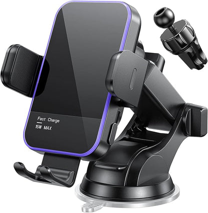 Wireless Car Charger, 【7 Colored RGB Backlit】 Mosurr 15W Auto Clamping Phone by Mosurr