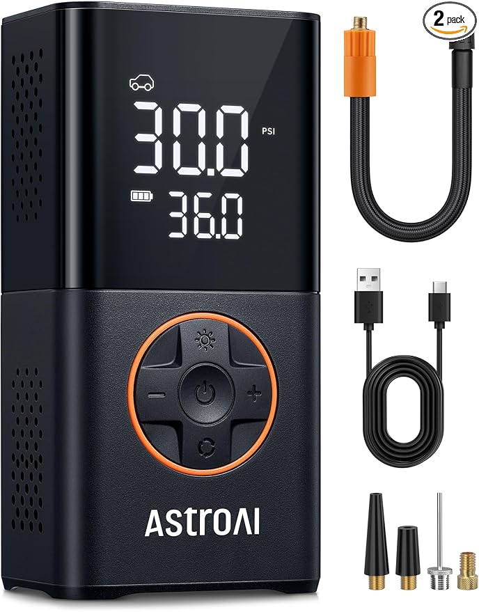 AstroAI L7 Tire Inflator Portable Air Compressor Cordless-2pack Bike Pump by AstroAI