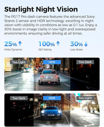 AZDOME PG17 Pro Mirror Dash Cam Front and Rear - Image 7