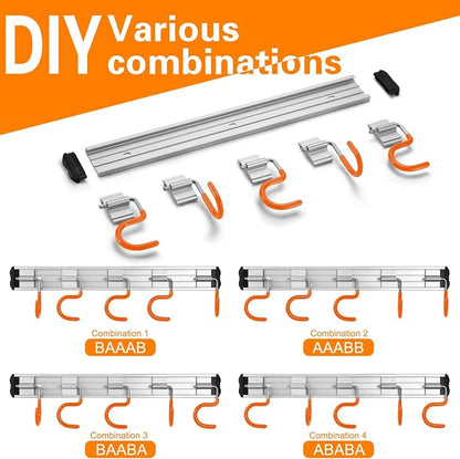 34.5'' Aluminum Alloy Garage Tool Organizer Hooks, Broom Holder Wall Mount - Image 4