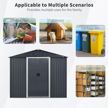 4x8 FT Outdoor Storage Shed, Metal Garden Shed - Image 7