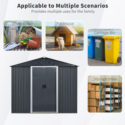 8x4 FT Outdoor Storage Shed, Metal Shed - Image 6
