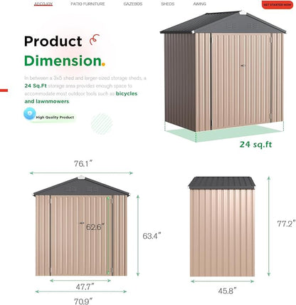 AECOJOY 6' x 4' Storage Shed, Metal Sheds & Outdoor Storage Clearance, Utility - Image 4