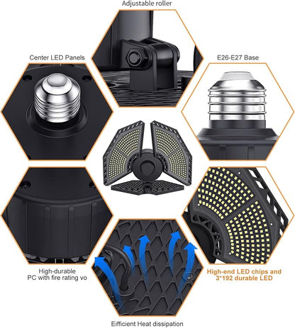 LED Garage Lights, 140W 18500 Lumens Garage Ceiling Lighting, 6000K Daylight - Image 3