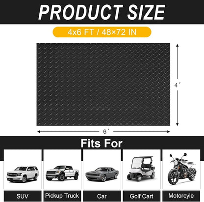 4x6 FT Garage Floor Mat, 2.8mm Thickened Flooring Roll Diamond Plate PVC Rubber - Image 2