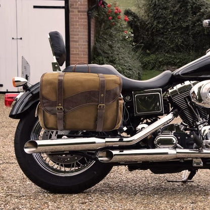 NICECNC Motorcycle Saddle Bags, Vintage Oil Waxed Canvas Motorcycle Saddlebags - Image 9