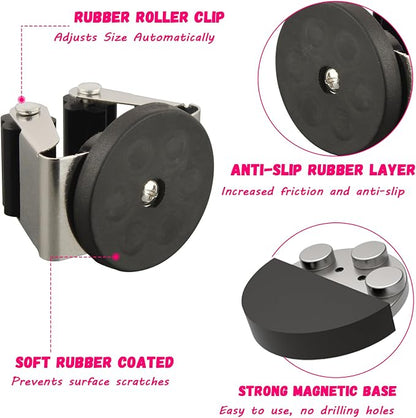 4 Pack Magnetic Mop Broom Holder, Heavy Duty Magnetic Mop Hanger - Image 3