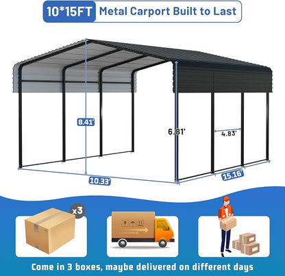 Metal Carport 10 * 15 FT Heavy Duty Carport Canopy - Image 5