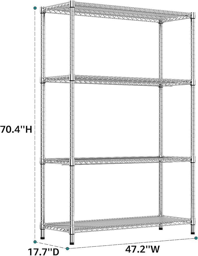 IZEUK 2640 LBS Garage Shelving Wide Storage Shelves 4 Tier Metal Shelves Heavy - Image 3