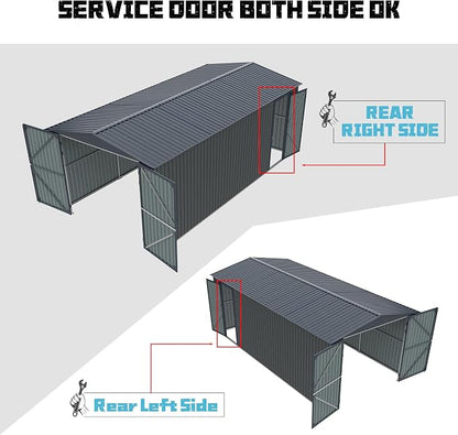 KUIKUI Metal Garage Shed Without Floor, 10x20FT Heavy Duty Outdoor Shed and - Image 7
