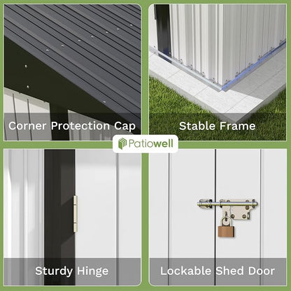 Patiowell Outdoor Storage Shed 8x6 FT, Garden Tool Storage Shed - Image 7