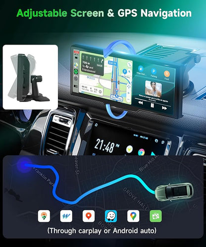 Carplay Screen for Car, 10.26 inch IPS Touch Screen Portable Wireless Car Stereo - Image 4