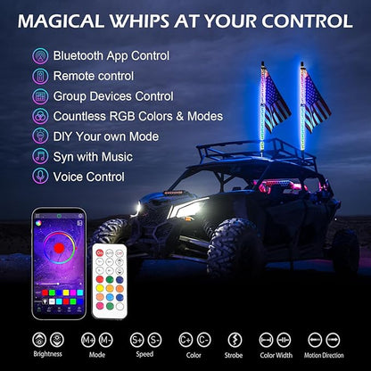 2PCS 3FT RGB LED Whip Light - Image 3
