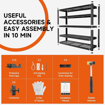 5-Tier 60" W x 20" D x 72" H Garage Shelving 30000LBS Heavy Duty Adjustable - Image 7