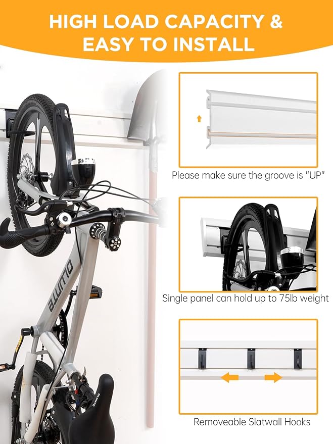 Slat Wall Paneling Garage Tool Organizer Wall Mount 4 Pack - Image 3