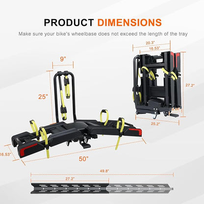 2 E-Bike Foldable Hitch Mount Bike Rack - Image 3