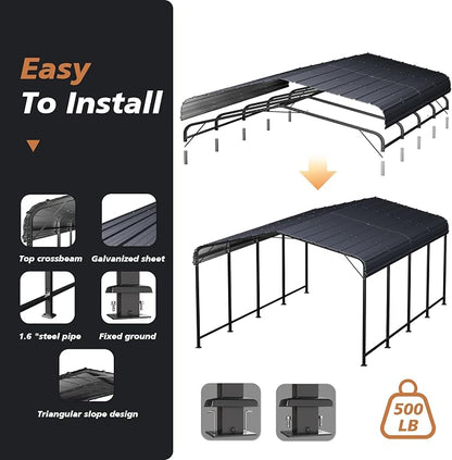 HOMPUS 10x20 FT Metal Carport, Enhanced Base Oversized Garage Carports - Image 3