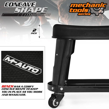 M-AUTO Heavy Duty Garage Rolling Work Seat 300LBS Capacity Mechanics Stool - Image 5