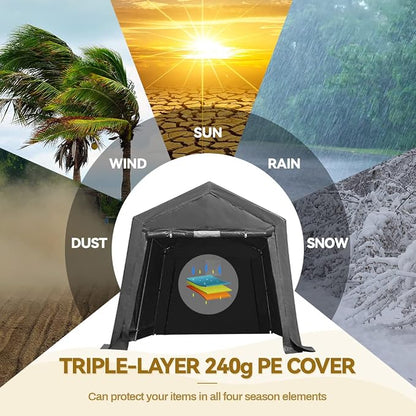 ADVANCE OUTDOOR 8x14 ft Steel Metal Peak Roof Portable Garage Shelter Storage - Image 3