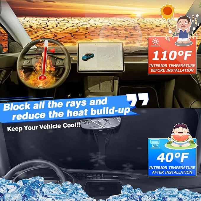 Windshield Sun Shade for 2020-2025 2026 Ford Escape Accessories Thicken 6-Layer - Image 2
