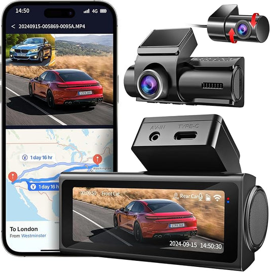 Dash Cam Front and Rear, UHD 4K Night Vision Dash Camera by IKOPO