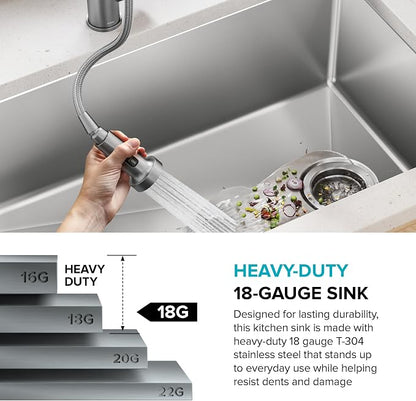 KRAUS Fairlane 33-inch Undermount Single Bowl 18-Gauge Stainless Steel Kitchen - Image 7