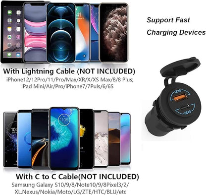 12V USB Outlet - 90W Dual Ports QC4.0 PD & Quick Charge3.0 Car Charger Socket - - Image 4