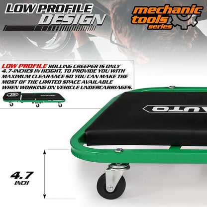 M-AUTO 40-Inch Folding Creeper Rolling Seat, All-in-One Adjustable Roller - Image 6
