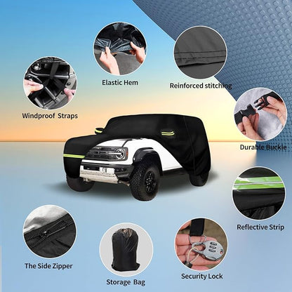 Waterproof Car Covers for 2021-2024 Ford Bronco 2 Door 210T Custom Outdoor - Image 2
