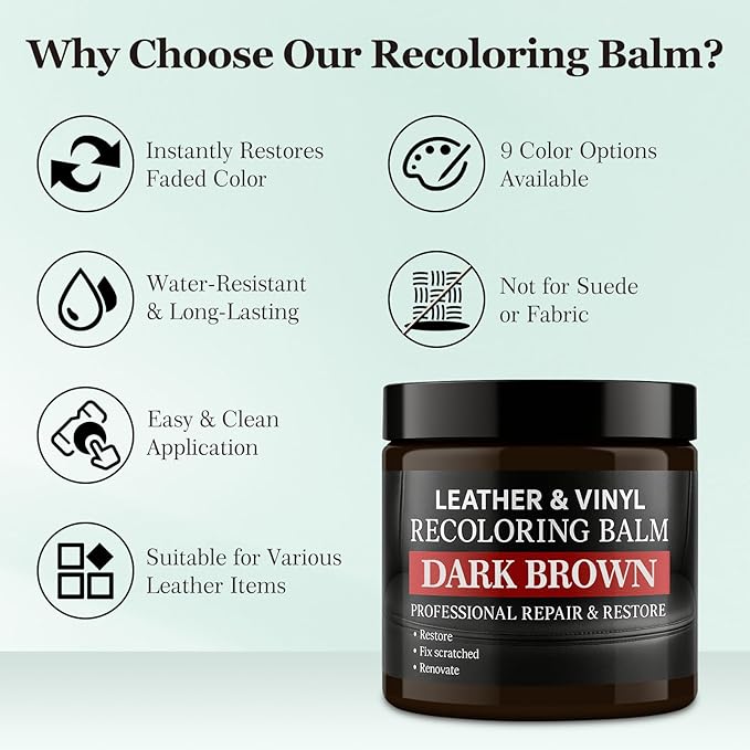 Leather Color Restorer, Recoloring Balm, Scratch Remover, Repair Kit - Image 6
