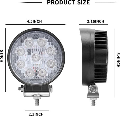 27W Spot Red Round Work LED Light Fog Offroad Off Road Lights Driving Lamp - Image 2