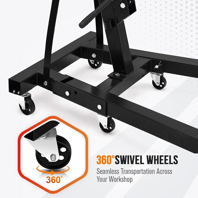 2 Ton Engine Hoist, Hydraulic Cherry Picker Engine Hoist Lift, 4400LBS Heavy - Image 4