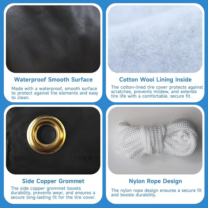 RV Tire Covers Set of 4, Tough Waterproof Wheel Protector - Image 8