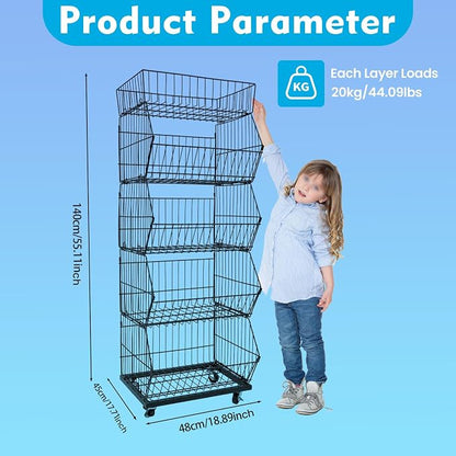 Retail Display Rack 5-Tier Market Merchandise Display Shelf Fruit Storage Shelf - Image 3