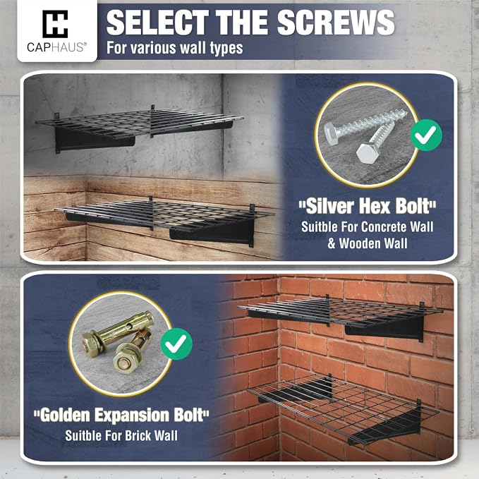 CAPHAUS Garage Wall Shelving, 96 in. W x 18 in. D Wall Mounted Garage Shelves - Image 5