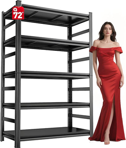 72" H Garage Shelving 5 Tier Shelving Unit, 3500Lbs Adjustable Metal Garage by PRESTELION