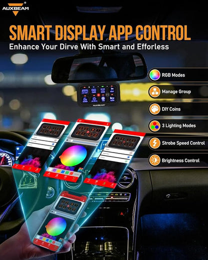 Auxbeam 8 Gang Switch Panel Bluetooth AR-800 RGB Switch Pod - Image 3