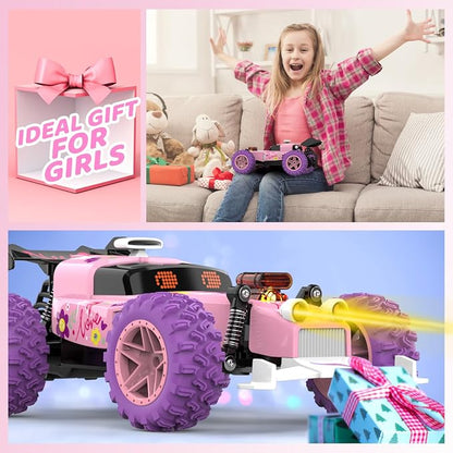 Pink Remote Control Car for Girls, RC Race Car Girl Toy - Image 5