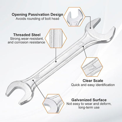 HARFINGTON 2pcs Double Open End Wrench 14mm x 17mm Metric 15 Degree Offset - Image 4