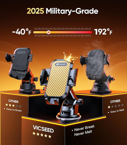 VICSEED Gold Phone Holders for Your Car, 3-in-1 Dashboard Windshield Vent - Image 3