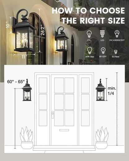 FEMILA 26" Outdoor Wall Light, Large Exterior Wall Lantern - Image 5